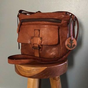 Genuine leather satchel crossbody purse